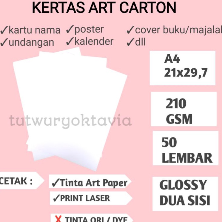 

Model Baru Kes art carton 21 gsm A4 isi 5 lembar