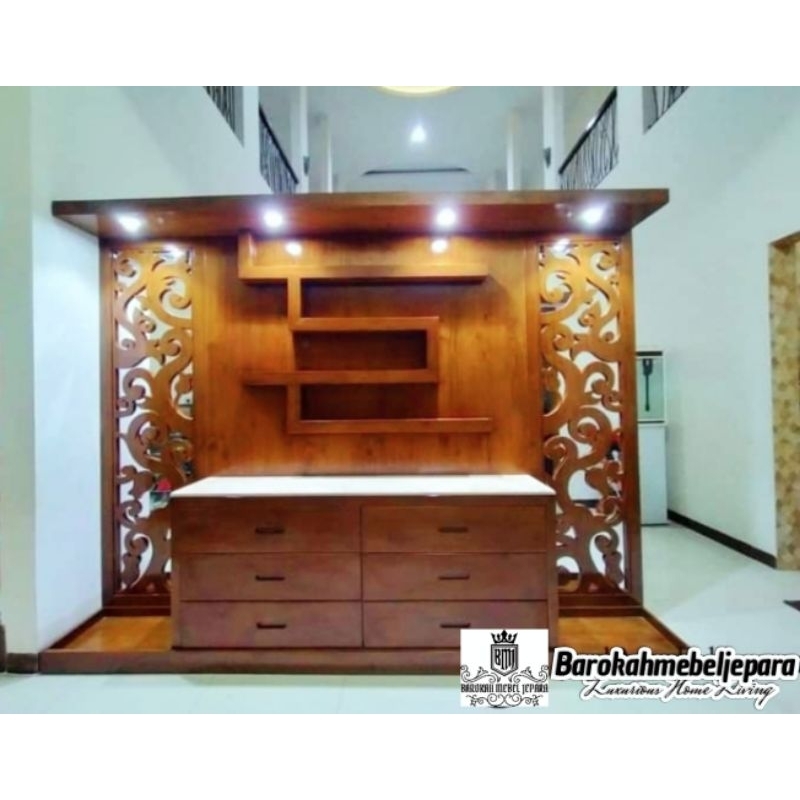 Penyekat Ruangan jati grade A , Sekat ruangan mewah , pembatas ruang tamu jumbo , partisi kayu jati 