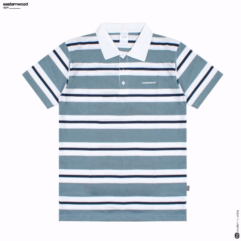 Easternwood Rugby Shirt Lengan pendek Reguler Polo Shirt Polo Lengan Pendek Stripess