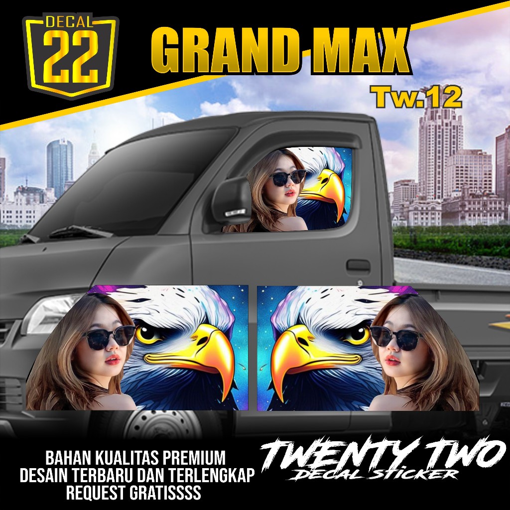 STIKER ONE WAY KACA MOBIL GRAND MAX STIKER KACA SAMPING GRAND MAX KODE Tw.12
