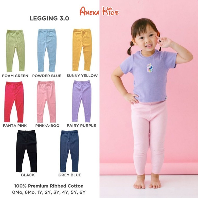 Ardenleon Legging anak perempuan mix warna Polos