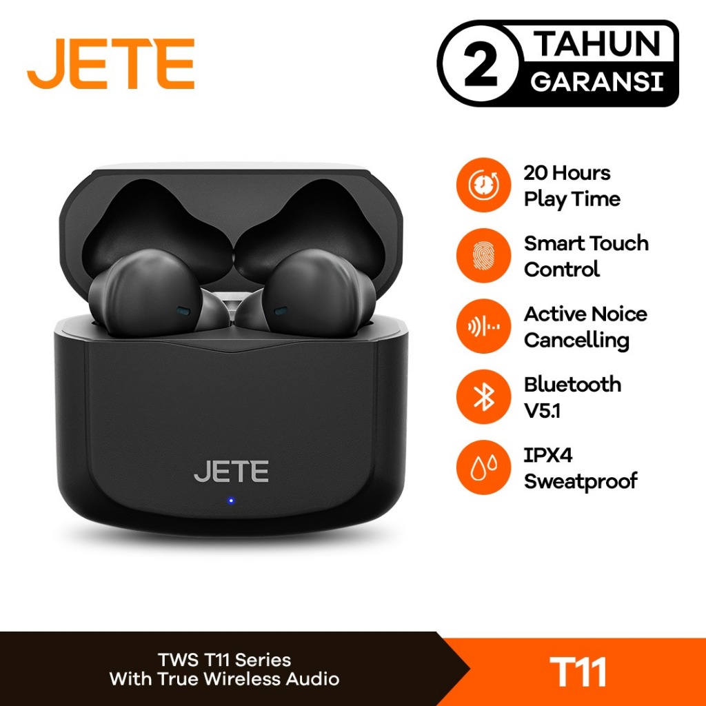 JETE TWS T11 Earbuds Headset Bluetooth 5.1 IPX 4 - Garansi 2 Tahun