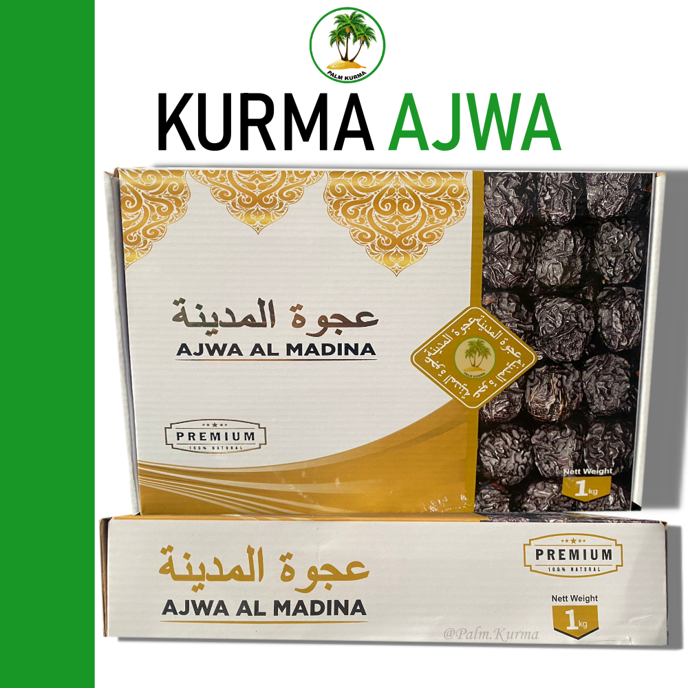 

Kurma Ajwa Premium [1KG] Kurma Nabi Asli Madinah High Quality [KEMASAN DUS ASLI AJWA]