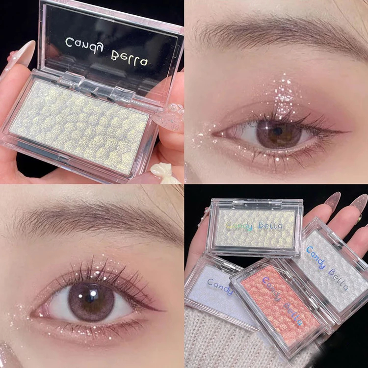 【Beli 2 Dapat 1】Candy Bella Eyeshadow Glitter Shimmer Highlighter Glowing glitter make up wajah highlighter powder Tahan Lama Tahan Air dan Tidak Mudah Luntur Highlighter Pallette Waterproof Glitter Highlighter Powder Make up