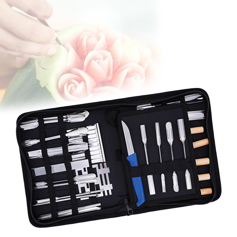 46pcs Pisau ukir buah pisau garnish pisau carving Pisau set ukir buah garnish