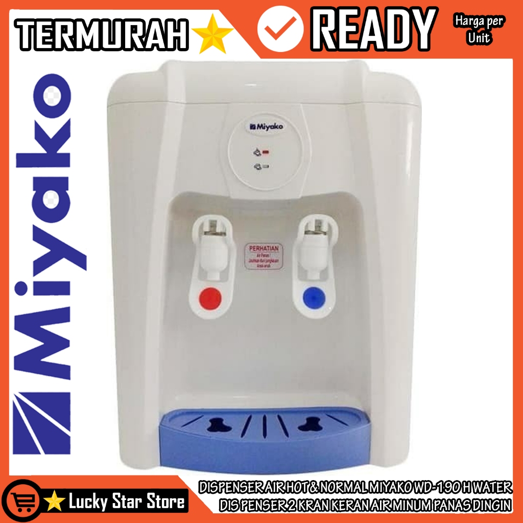 FILTER AIR DISPENSER HOT & NORMAL MIYAKO WD-190 PH WATER DIS PENSER 2 KRAN KERAN MINUM PANAS DINGIN 