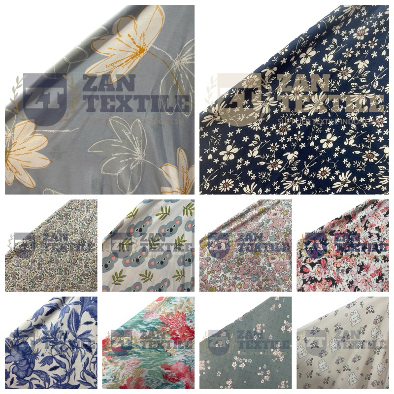 Kain Katun Rayon Motif Viscose Premium Uniqlo. Bahan Pajamas, Bahan daster E1