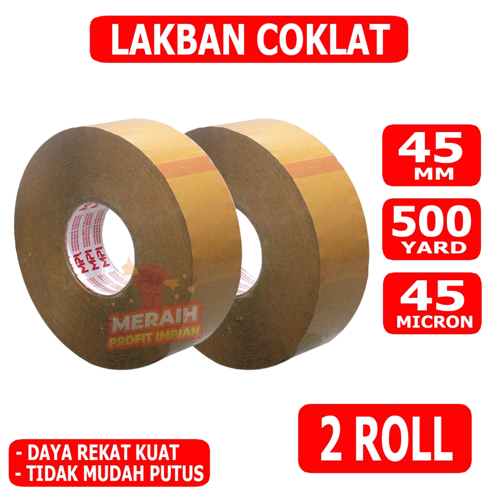 

2 Pcs - Lakban Coklat 500 Yard - Lakban JUMBO MPI 45 mm x 500 Yard - Lakban Packing - Paket Hemat Murah!!!