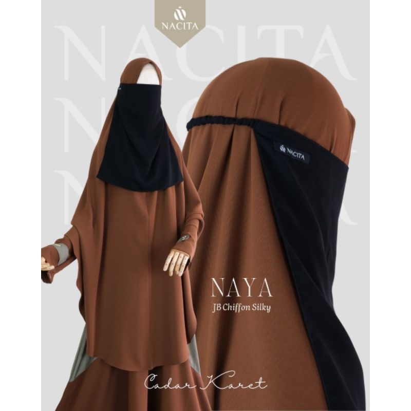 Cadar karet Nacita Naya niqab instan tali karet tinggal masuk anti ribet anti engap jetblack shifon