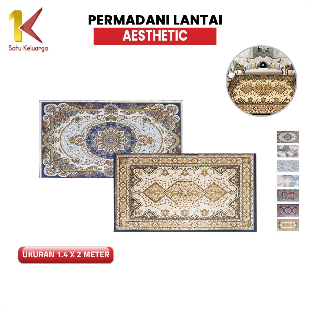 Satu Keluarga Karpet Ruang Tamu 140X200CM Eropa Style Anti Slip C1096 Tikar Lipat Piknik Karpet Perm