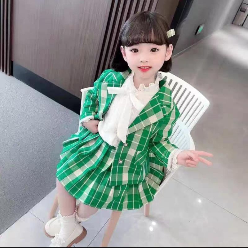 NEW ARRIVAL SETELAN BLAZER + ROK PLISKET BANGKOK IMPORT SUPER PREMIUM ANAK PEREMPUAN USIA 2 3 4 TAHU