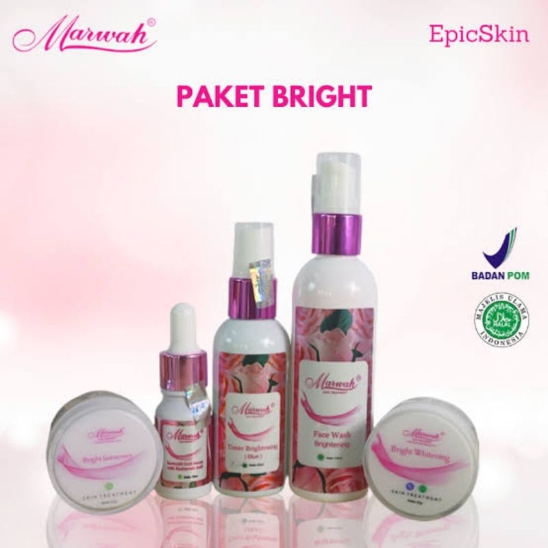 MARWAH PLATINUM Paket Skincare untuk Mencerahkan Kulit yang Sulit Cerah, Menghilangkan Flek, Free Po
