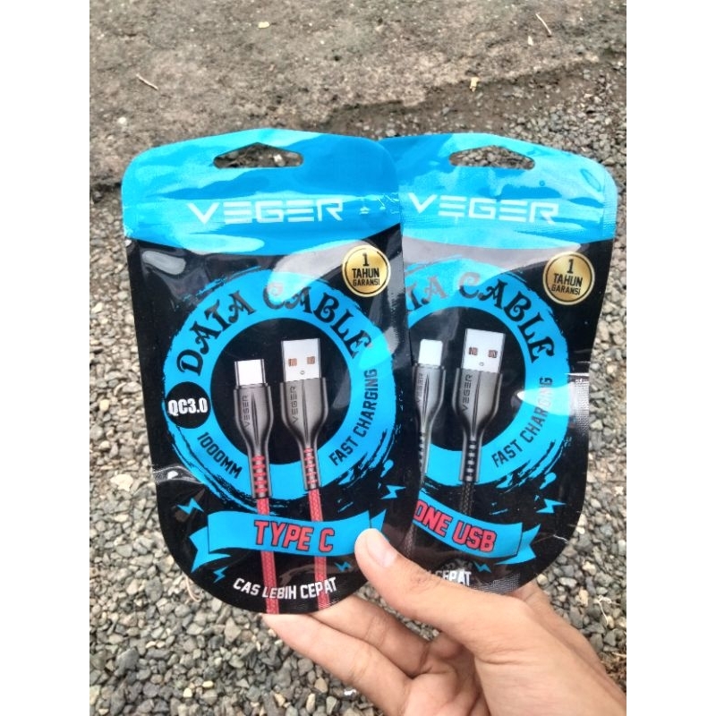 KABEL VEGER ORIGINAL / KABEL CHARGER VEGER MICRO TYPE C LIGHTNING