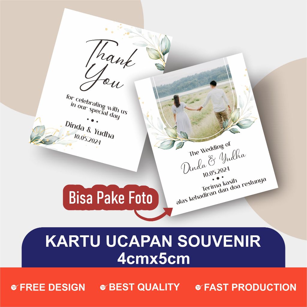 Kartu ucapan souvenir Wedding | Kartu Souvenir | Kartu Ucapan Terimakasih Pernikahan 008 G