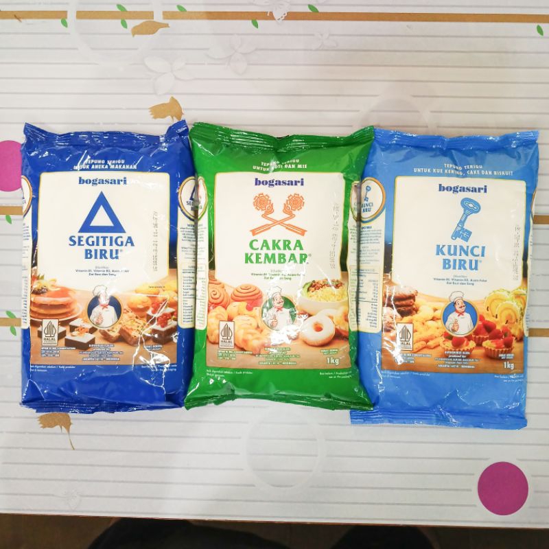 

TERIGU BOGASARI 1 KG ALL VARIAN ( CAKRA KEMBAR, KUNCI BIRU, SEGITIGA BIRU )