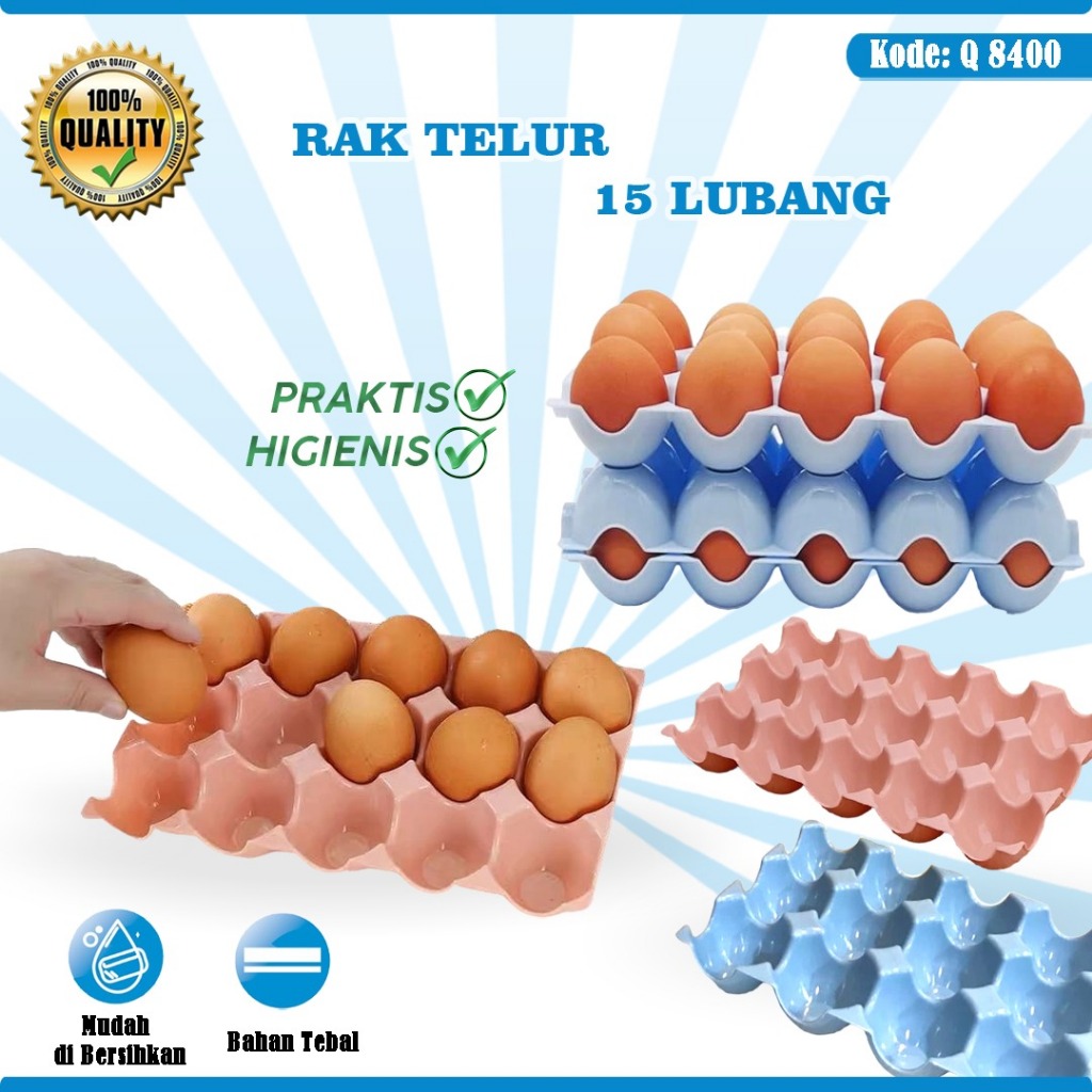 RAK TELUR PLASTIK MUAT 15 TELUR