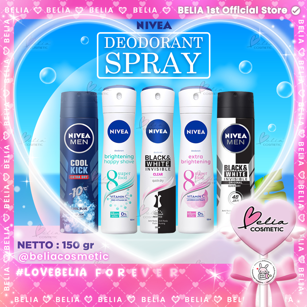 ™ BELIA ™ NIVEA Deodorant Spray 150ml | Men | Women | Extra Brightening | Black & White Invisible | 