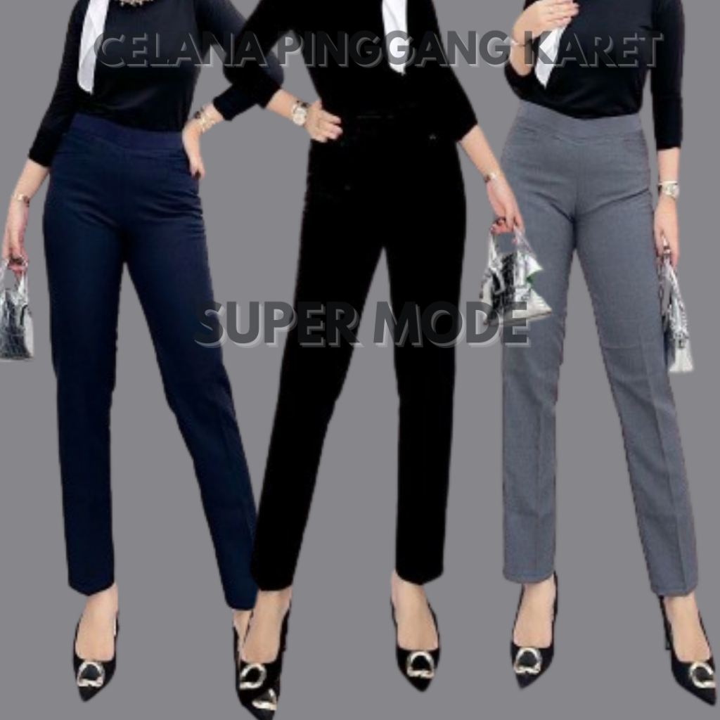 Celana Bahan Wanita//Celana Kantor Pinggang Karet//Celana Kerja Pinggang Karet//Celana Formal