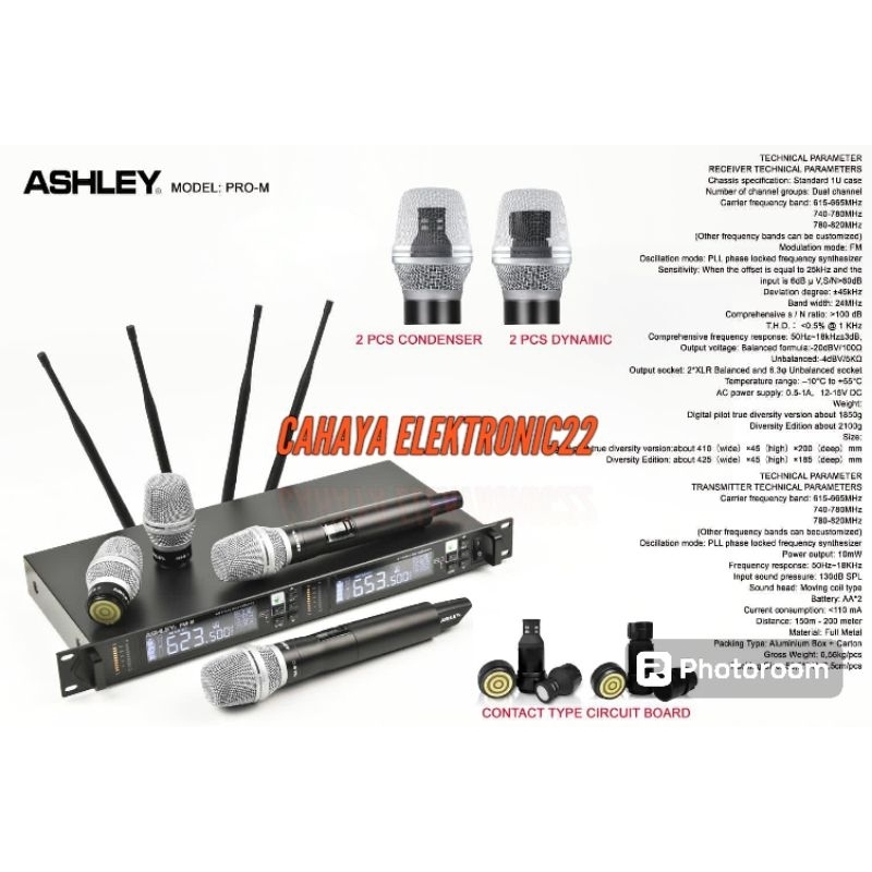 Mic Wireless Ashley PRO M Original Dynamic - Condenser