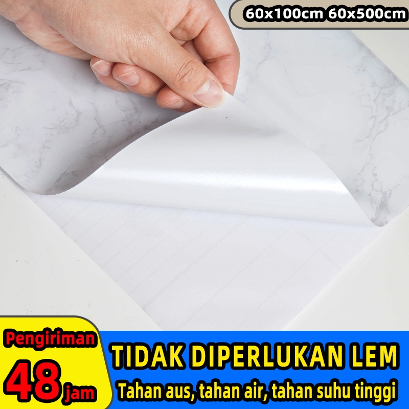 【Lem super】 wallpaper dapur aesthetic-motif-Stiker-Marmer-Marble-Glossy-wallpaper lantai dapur-wallp