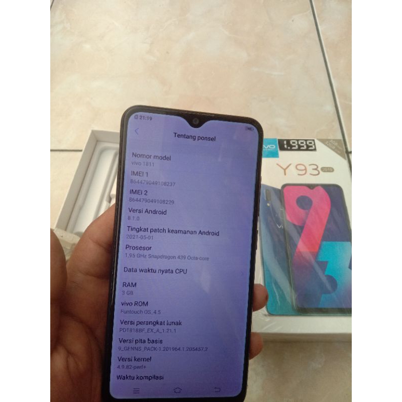 VIVO Y93 Ram 3/32 GB (Second Baik) Tested