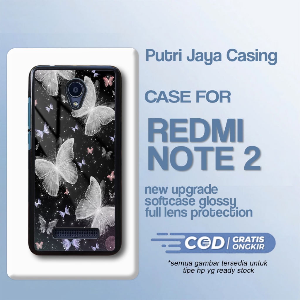 Case Redmi Note 2 Terbaru - Redmi Note 2  - Motif Kupu Baru Cute - Hardcase Premium Glossy - Softcas