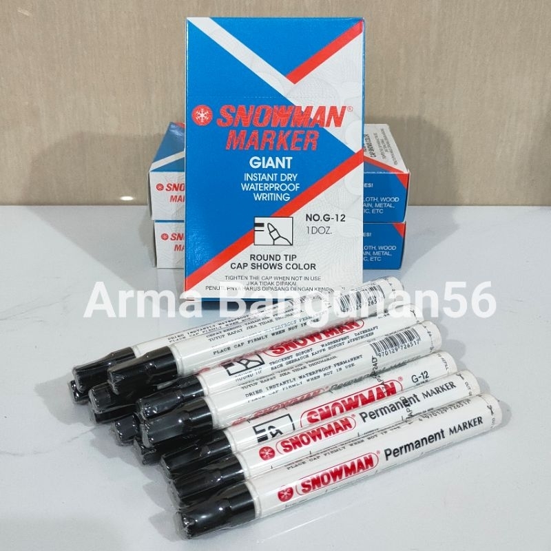 Spidol SNOWMAN Permanen Hitam G 12 / Permanent Marker / Waterproof Marker