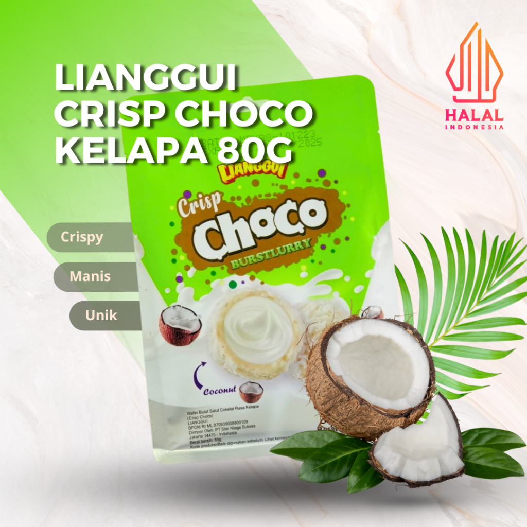 

[GROSIR] LIANGGUI CRISP CHOCO WAFER BULAT SALUT KELAPA 80 GRAM