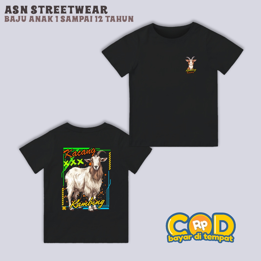 KAOS ANAK - KAOS SABLON PRINT QURBAN KAMBING KACANG - KAOS PREMIUM - BAJU UNTUK ANAK COWOK CEWEK - B