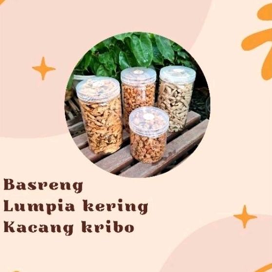 

basreng, lumpia kering, and kacang kribo
