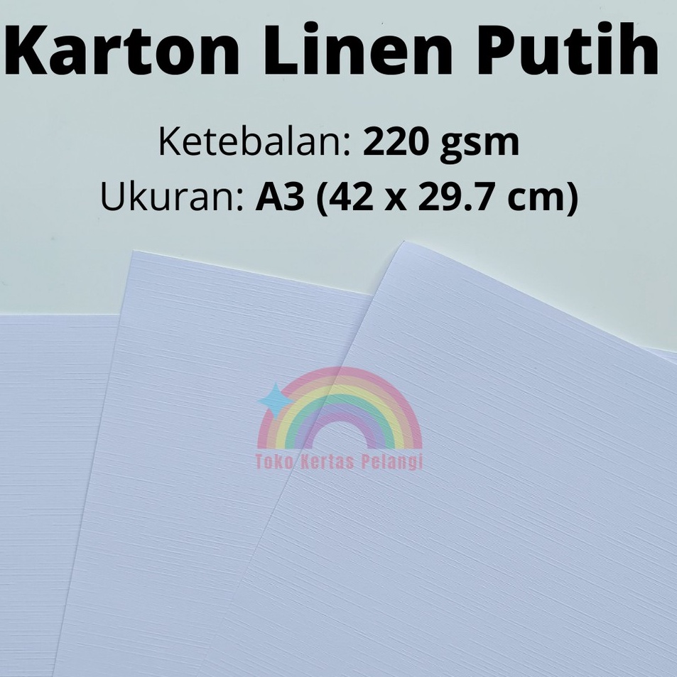 

Premium Karton Linen Putih 22 gsm 25 pcs A3