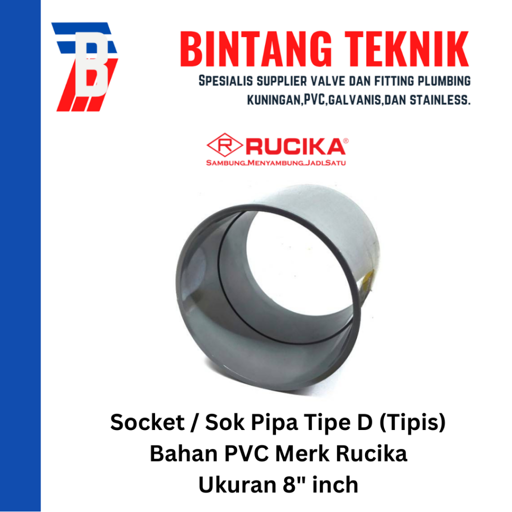 Socket / Sok PVC Rucika 8" inch - D (Tipis)