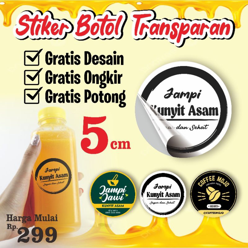 

stiker Transparan Uk 5cm/Botol Minuman/Label Kemasan