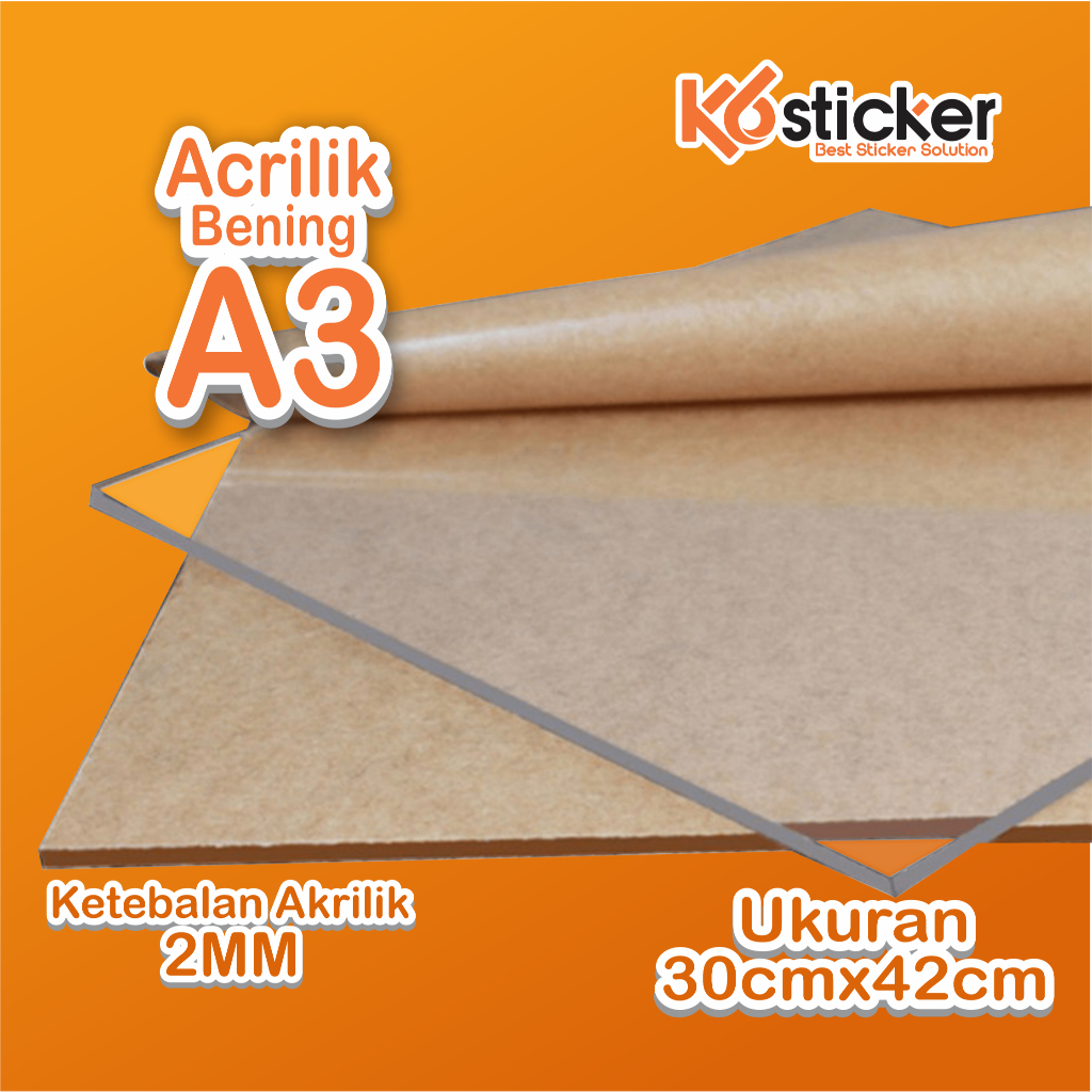 AKRILIK lembaran 2mm A3 / Akrilik bening / Astari / Acrylic