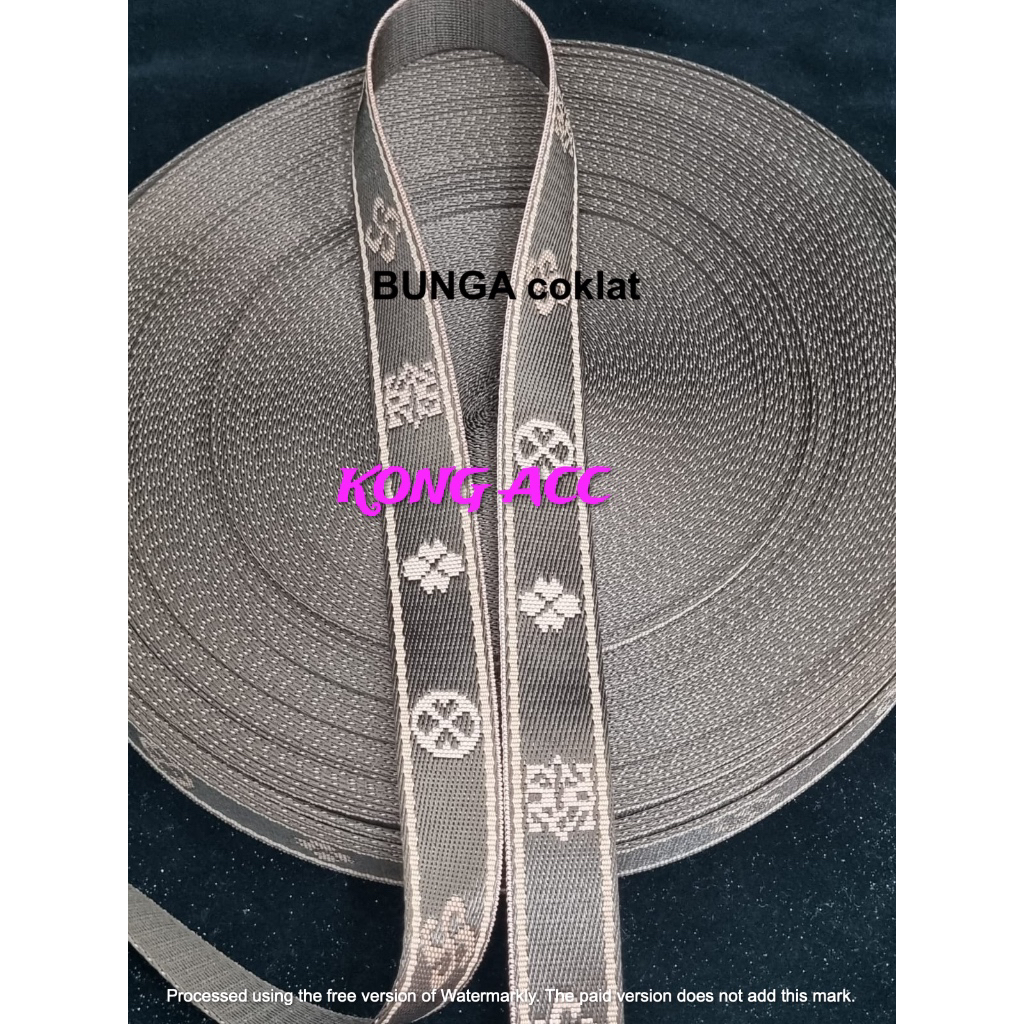 BISBAN TAS NYLON / WEBBING TAS  MOTIF BUNGA 2,5CM  dan 4 cm/ METER