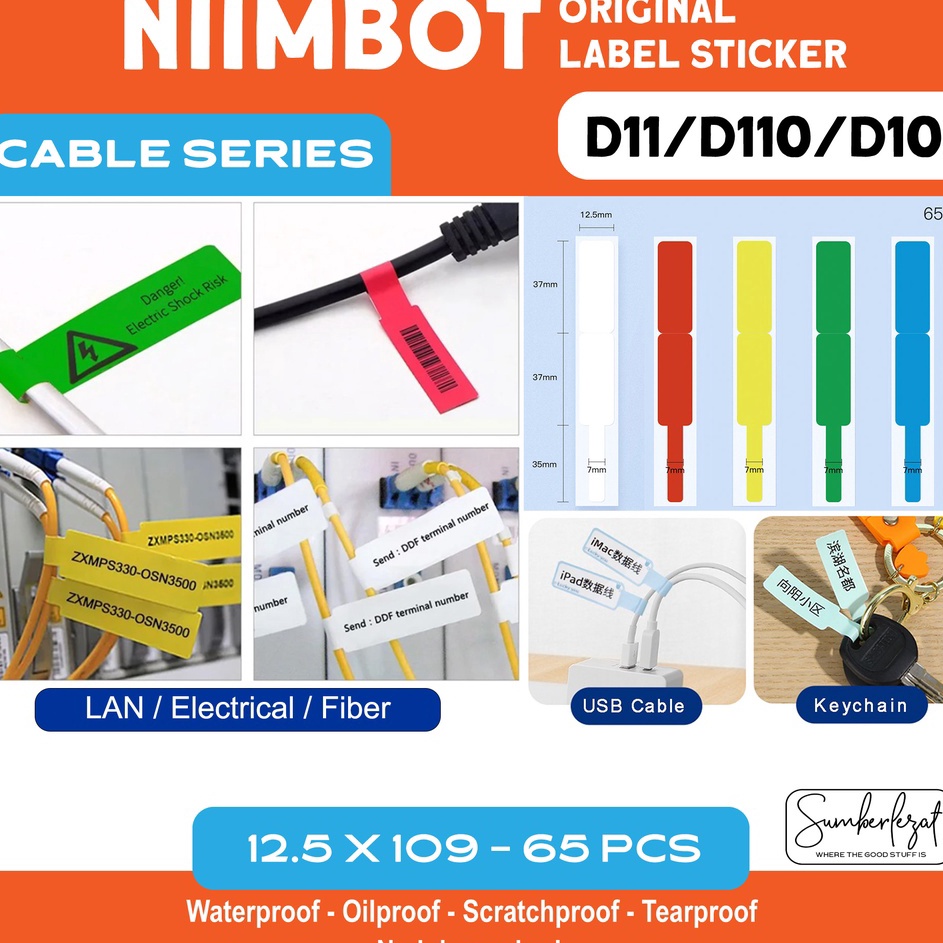 

Best Produk Thermal Cable Label Sticker Niimbot D11 D11 D11 H1S Refill Label Niimbot Kabel