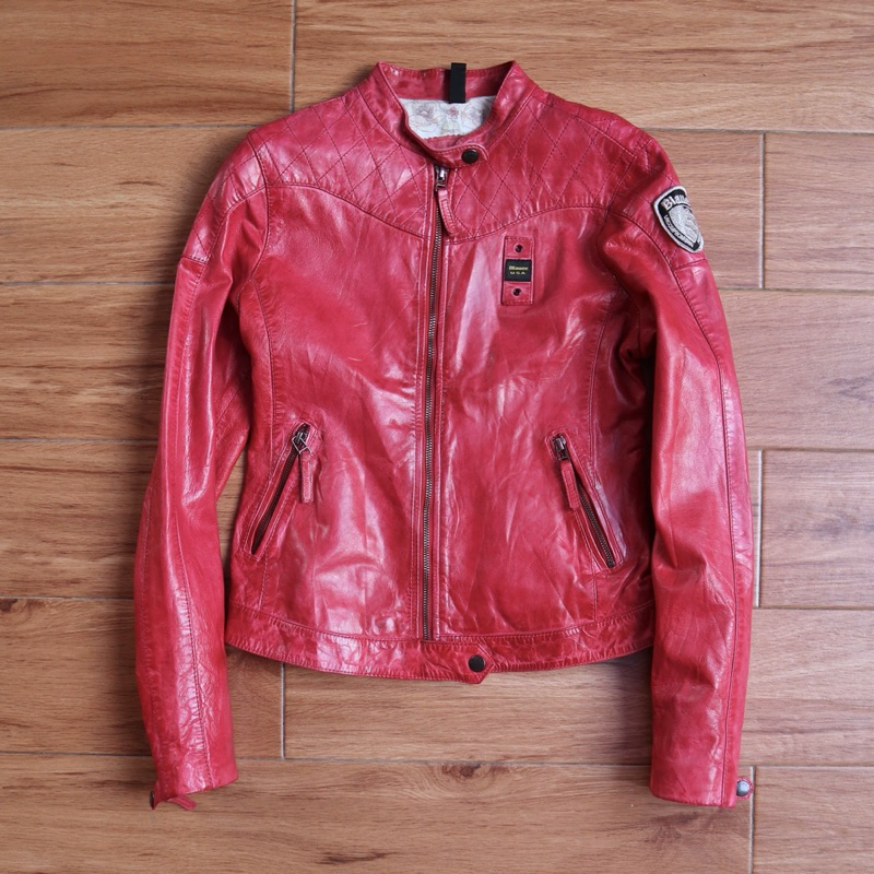 Jaket kulit merah domba cewek kecil remaja  jaket motor cewek biker touring racing rider leather Pl 