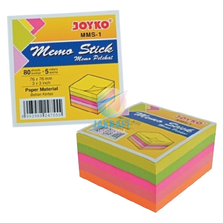 

4 Lembar Kes Memo Stick Tempel 5 Warna JOYKO MMS1 Mix Color Sticky Note 76 x 76 Cm