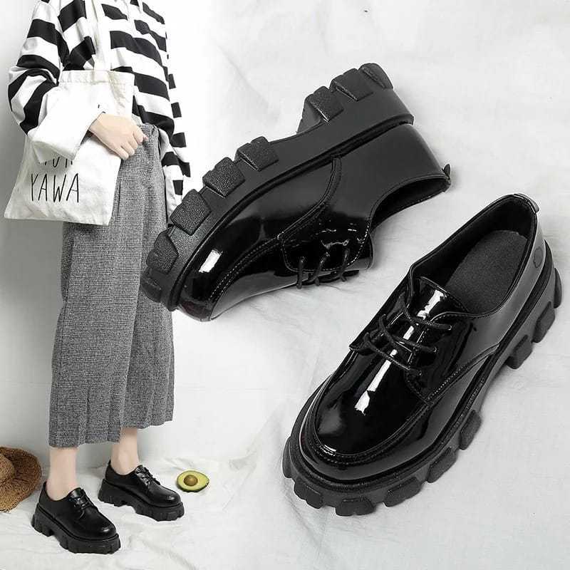 Biang93 Store Sepatu Wanita Docmart Oxford Derby Boots Hak Platform Loafers Premium Terlaris