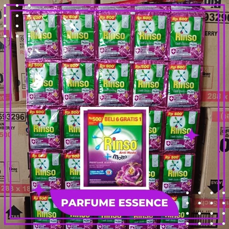 RINSO  MOLTO Liquide Detergent Cair Sachet 18ml Kemasan Rp.500 1 dus/karton isi 288pcs