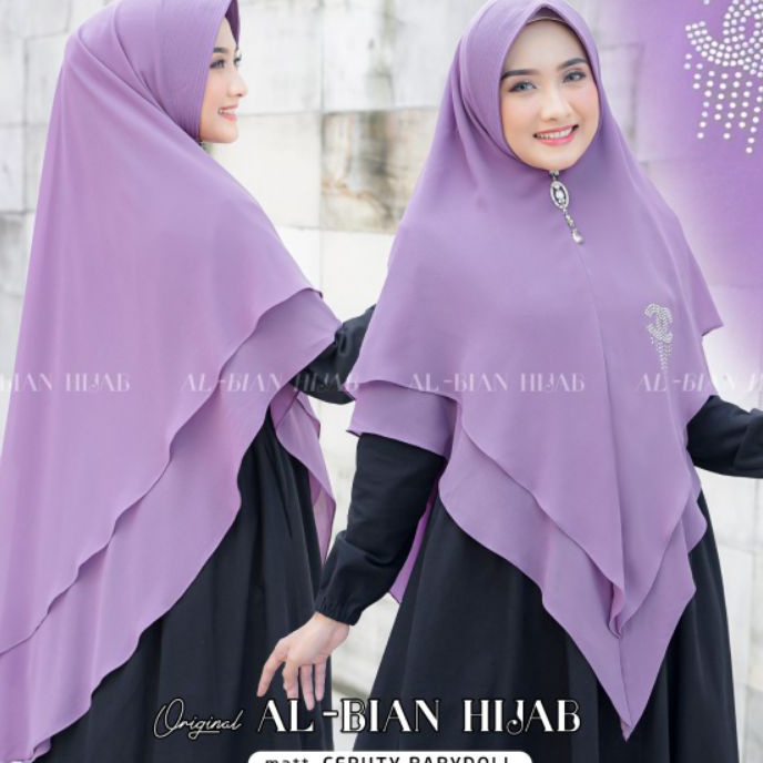 Best Seller COD HIJAB KHIMAR CERUTTY 2 LAYER JUMBO  HIJAB KHIMAR 2 LAYER LANCIP  KHIMAR PAYET MUTIAR