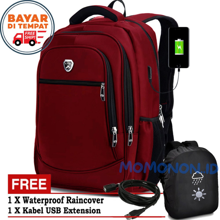 RANSEL ANAK SEKOLAH SD SMP Tas Pria Polo Power Bag Tas Ransel Asli USB Tas Kantor Pria Tas Ransel La