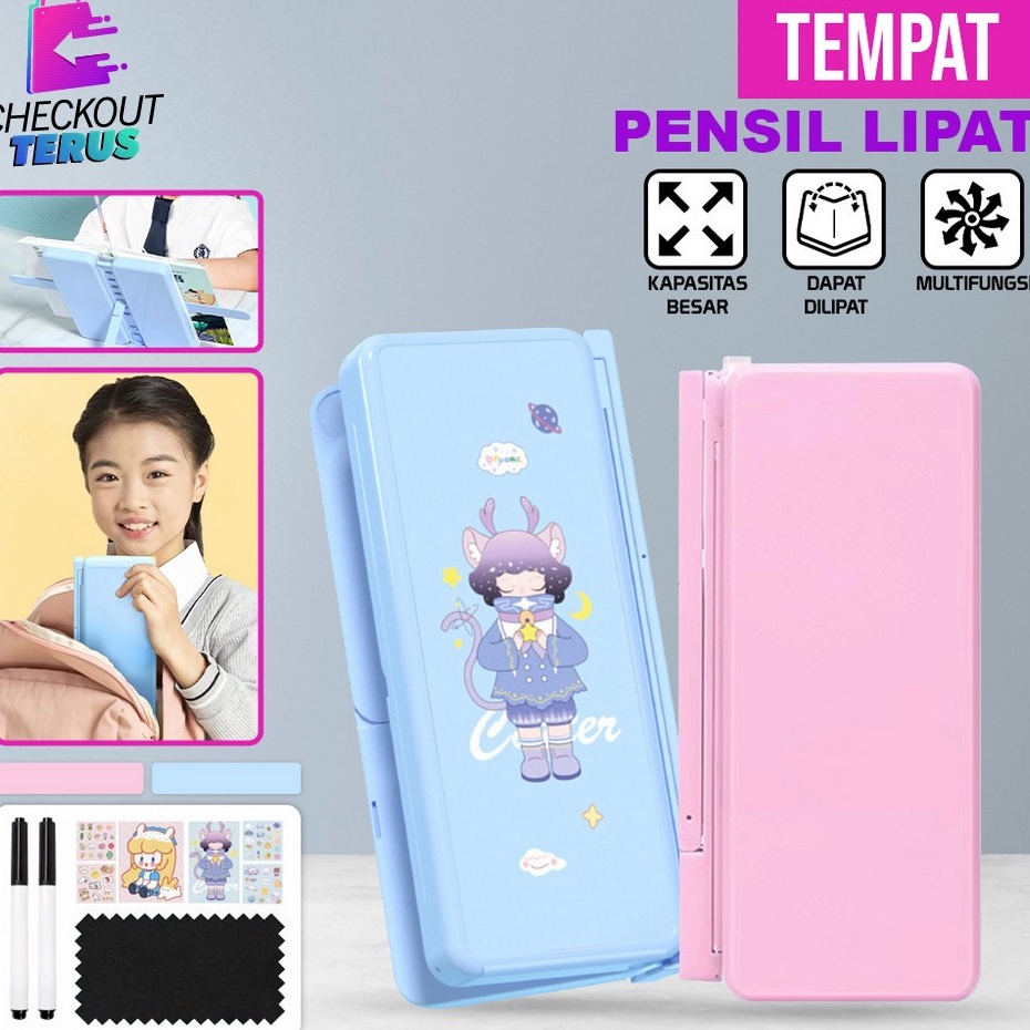 

Klasik CT A73 Tempat Pensil 2IN1 Multifungsi Pencil Case Book Holder Kotak Pensil Lipat dengan Tatakan Buku dan Papan Tulis PraktisAnakSekolah