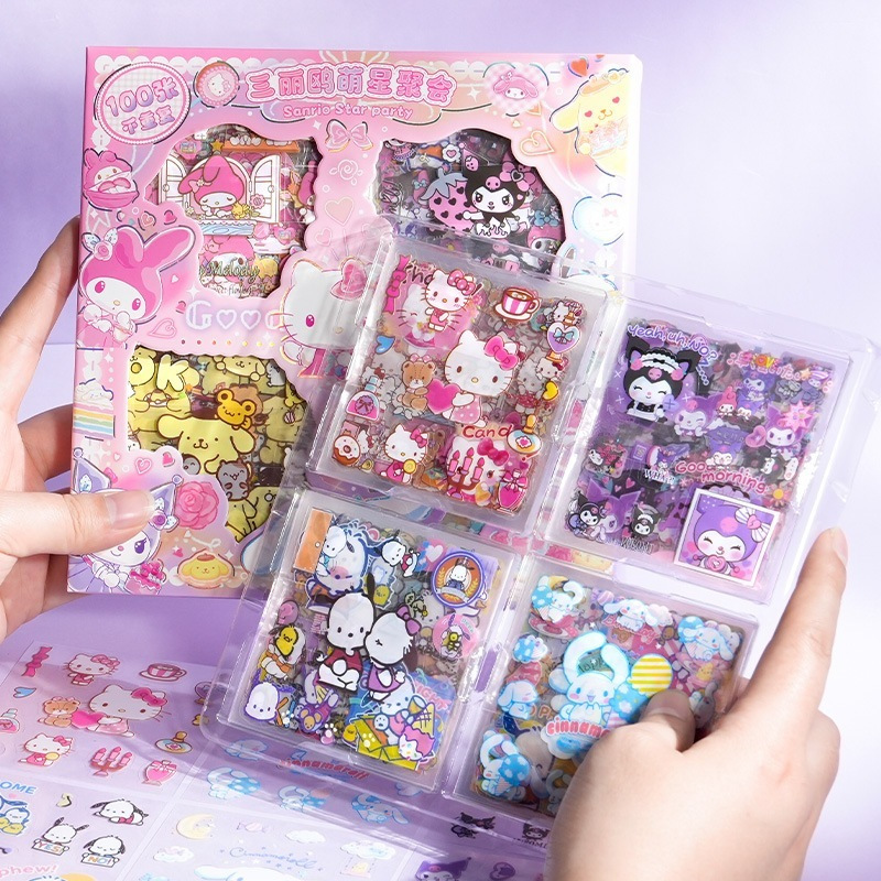 

Sanrio Sticker Kuromi My Melody Cinnamoroll Hello Kitty 2D Isi 100 lembar per box