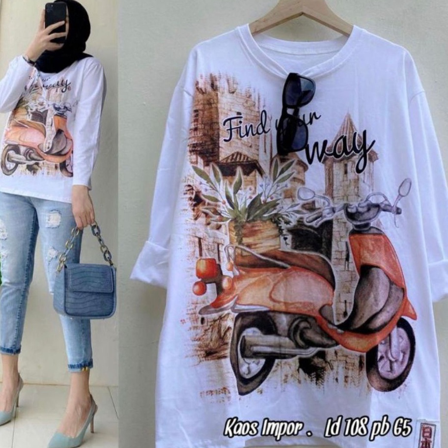 Terlaris Baju Sweater Oversize Vespa Blouse Top Lengan Panjang  Vespa Way