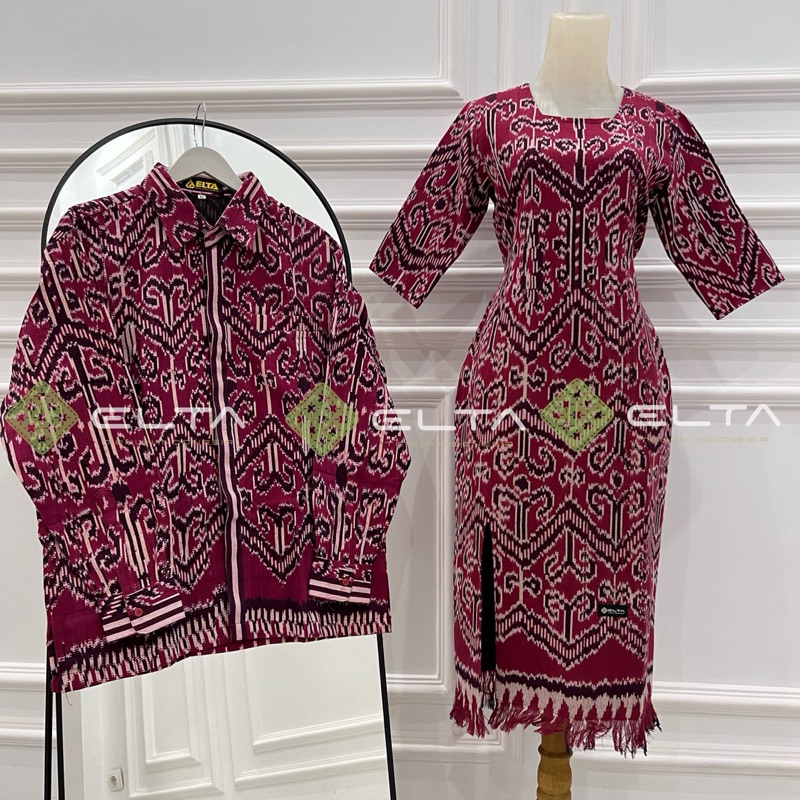 elta couple dress tenun motif khas dayak kalimantan barat