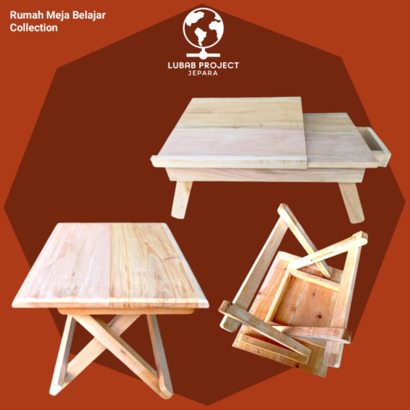 Meja belajar lipat meja ngaji lipat meja multifungsi lipat kayu meja laptop lipat meja rekal kayu