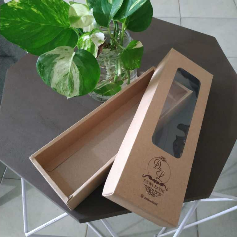 

Box Dus Kemasan kraft tutup mika include cetak sablon minimal order 50pcs