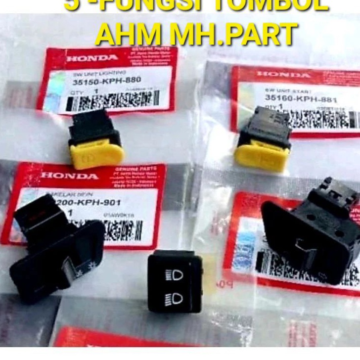 Diskon TOMBOL SAKLAR SET 5pcs fungsiTOMBOL STATER KLAKSON SEIN DIM ONOFF LAMPU BEAT KARBU VARIO KARB
