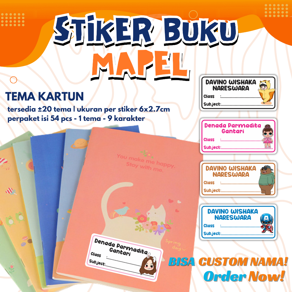 

STIKER BUKU CUSTOM NAMA | STIKER MAPEL | TEMA KARTUN
